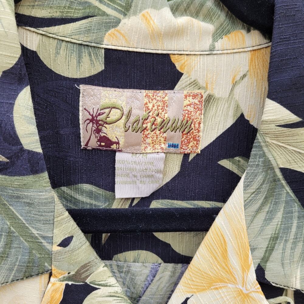 Platinum Tropical Floral Silk Shirt size Medium - Picture 6 of 13